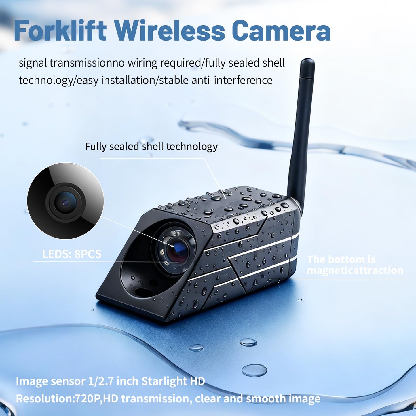 HAONINYUE HD 720P Wireless Camera with 7-inch Display, Supports Video Recording, for Trailer/RV/Truck/Car/Tractor ACT501/forklift