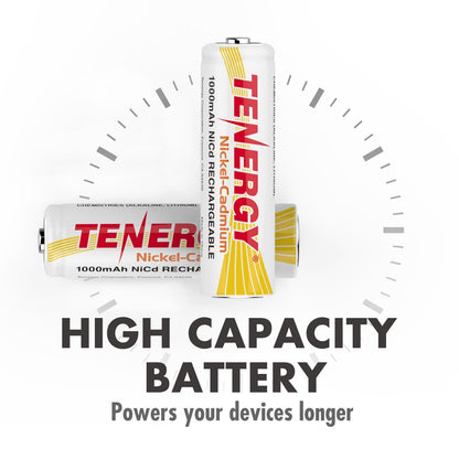 Tenergy AA Rechargeable Battery NiCd 1000mAh 1.2V Battery Pack for Solar Lights, Garden Lights, 12 Pack