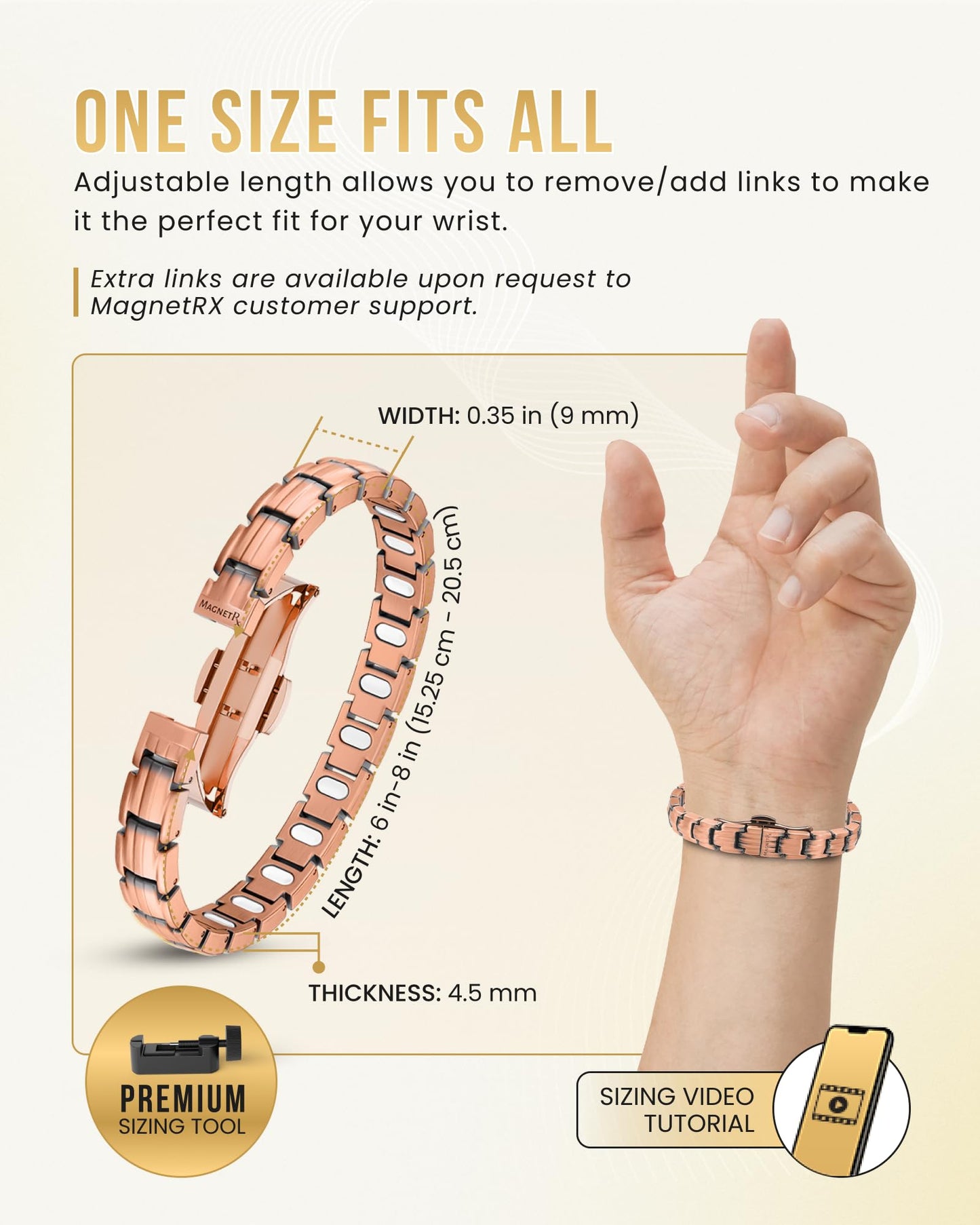 MagnetRX® Magnetic Copper Bracelets for Women - EllipseMAX 5X Strength 5,000 Gauss Magnets - Designed in USA & Patent Pending - Premium Womens Copper Bracelet with Adjustable Length