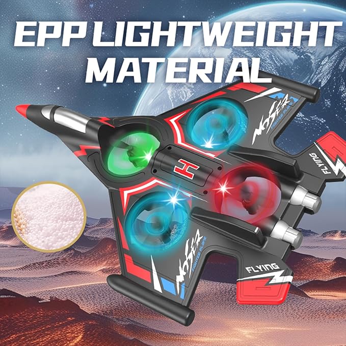 RC PlaneFoam Airplane Toy Drone Remote Airplane Foam Airplanes for Kids Airplanes for Kids Remote Control Helicopter for Boys 8-12360°Flip Fighter Jet with Light(RED)