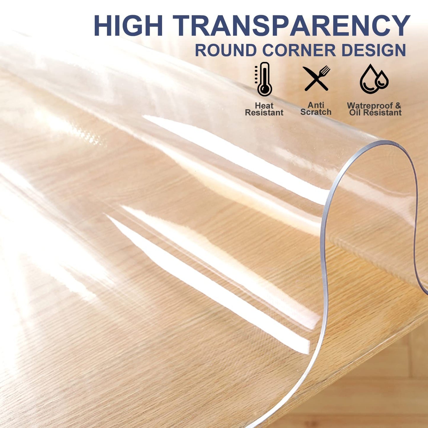 1.5mm PVC Clear Table Cover Protector 24x36 Inch Desk Blotter Cover Protector Rectangular Vinyl Desk Pad Plastic Table Cover for Dresser Night Stand Computer Writing Desk Dining Room Tabletop Non-slip
