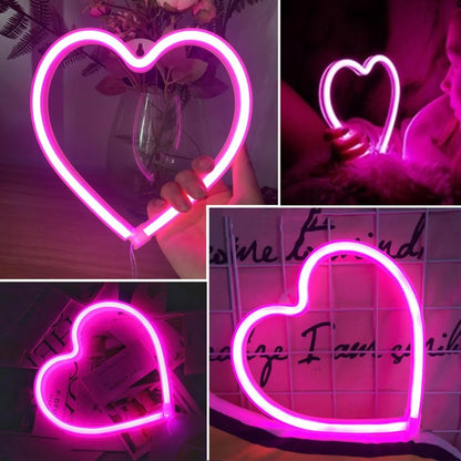 Pink Heart Neon Sign, Battery Operated or USB Powered LED Heart Lights for Valentines Day Decoration, Valentines Gifts for Wife Wedding Proposal Anniversary Mother's Day Girls’ Room Table Wall Decor