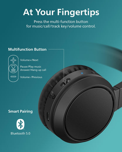 PHILIPS H4205 Wireless Headphone,On-Ear Bluetooth Headphone with BASS Boost,Quality Sound,32mm Drivers,29-Hour Battery Life,Fast Charging,Lightweight,Adjustable Cushioned Headband,Soft Ear Cups,Black