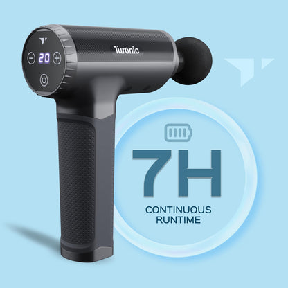 Turonic Professional Handheld Massage Gun - Deep Tissue Percussion Massager, 20 Speeds, 7 Heads, Quiet, Powerful, Portable, Cordless, Great for Athletes, Personal Use, Shoulder, Foot, Back Body, GM5