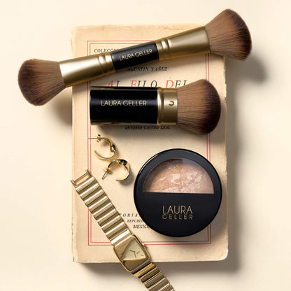 LAURA GELLER NEW YORK Retractable Black Kabuki Brush for Liquid, Cream and Powder Face Makeup With Aluminum Handle