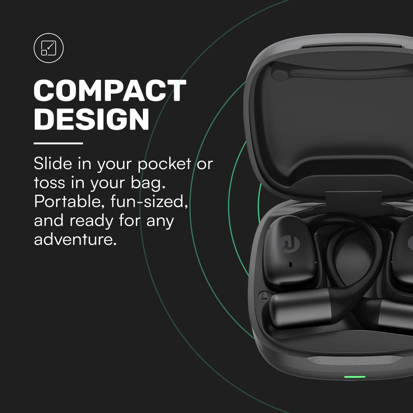 Raycon Essential Open Ear Earbuds – Open Ear Headphones, Earbuds Wireless Bluetooth, Sweat & Water-Resistant Earphones, Running Headphones with Ultra-Lightweight Design, 36 Hours Battery Life (Mint)