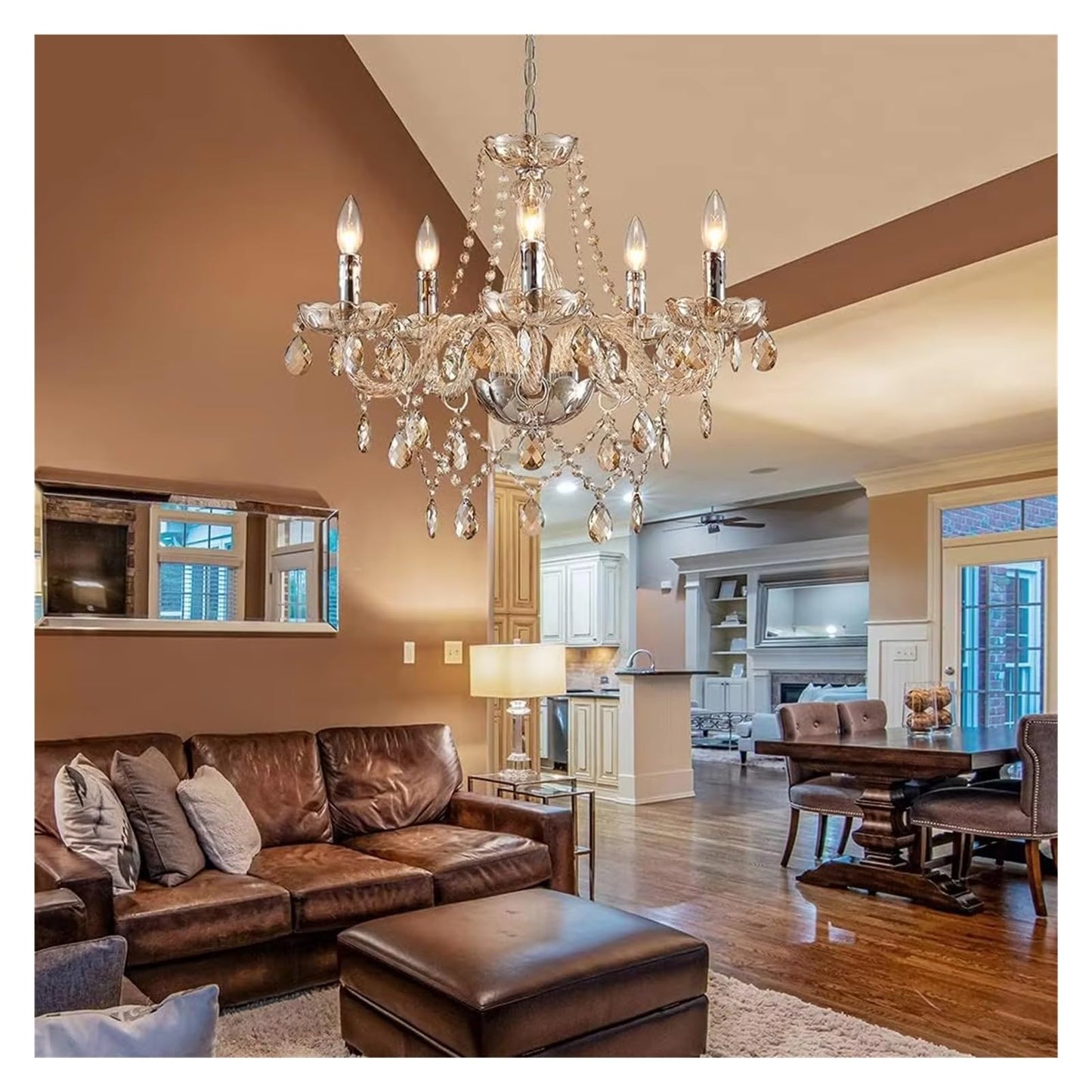 Luxury Crystal Candle Chandelier Lights for Living Dining Room Bedroom Kitchen Indoor Decorative Pendant Light,Full of Fashion