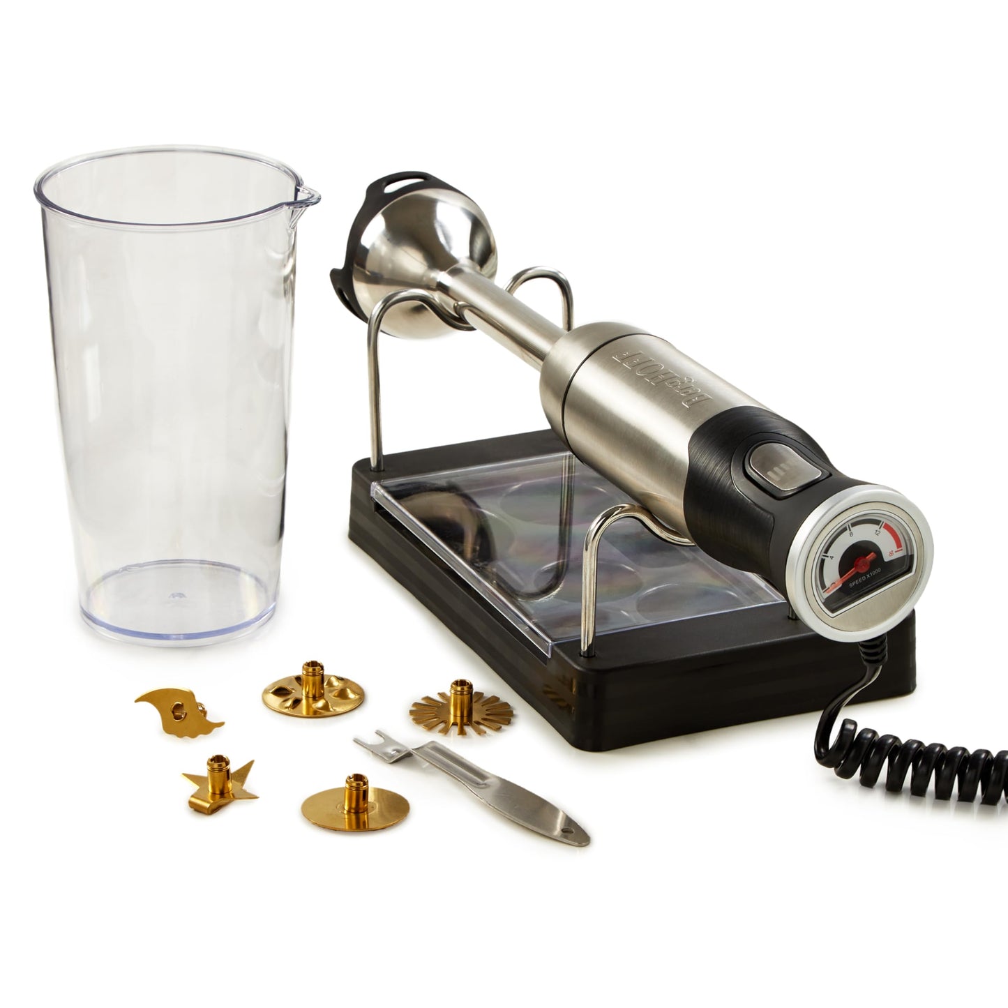 BergHOFF X5 Pro Stainless Steel Handheld Food Processor With 5 Multifunctional Blades, 1000W, 18000 RPM, 13ft Expandable, Low Noise, 16-Speed Control, Lightweight