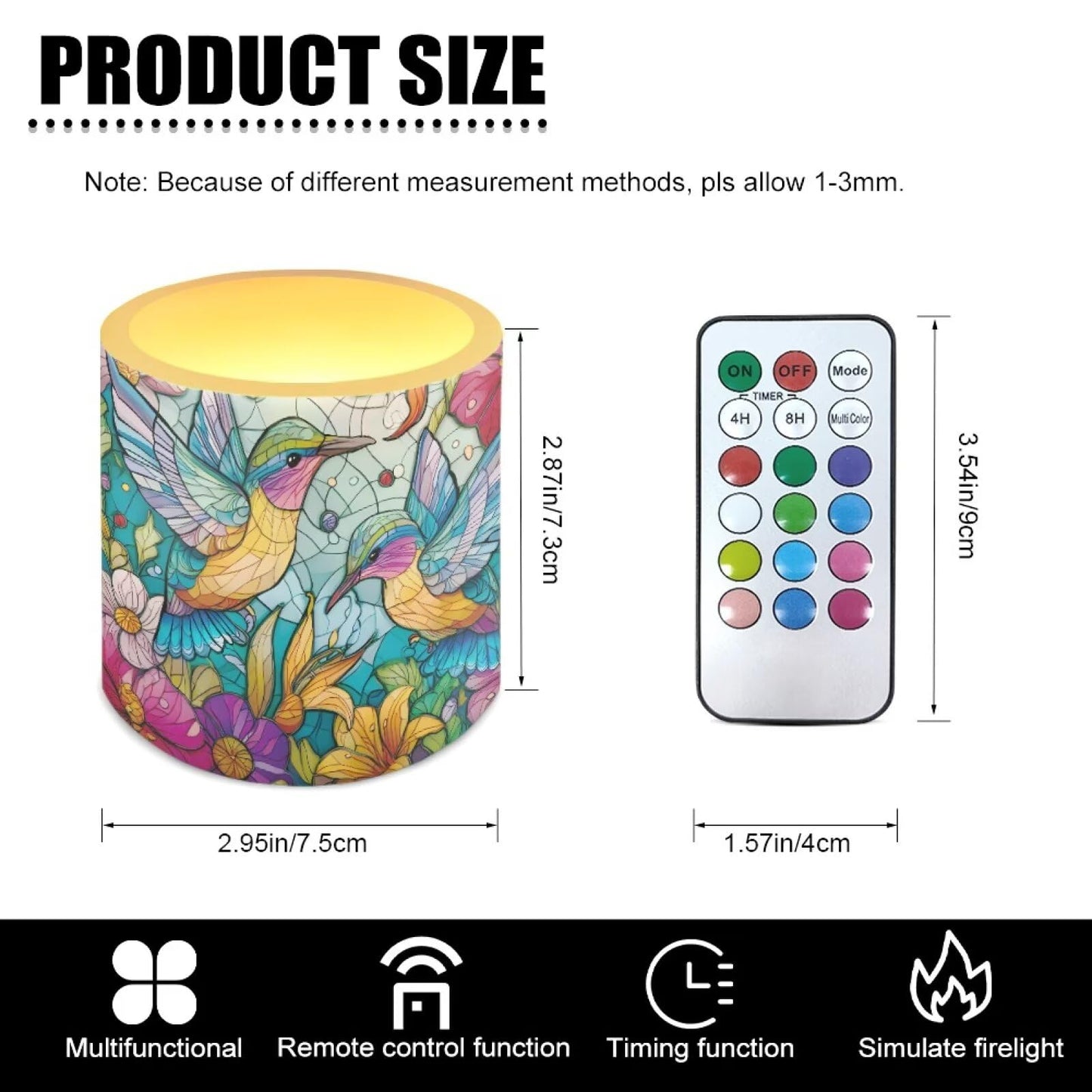 Cozeyat Colorful Bird LED Candles Set of 4 Battery Powered Flameless with Remote Timer Flickering Flame Waterproof for Home Beach Garden Use