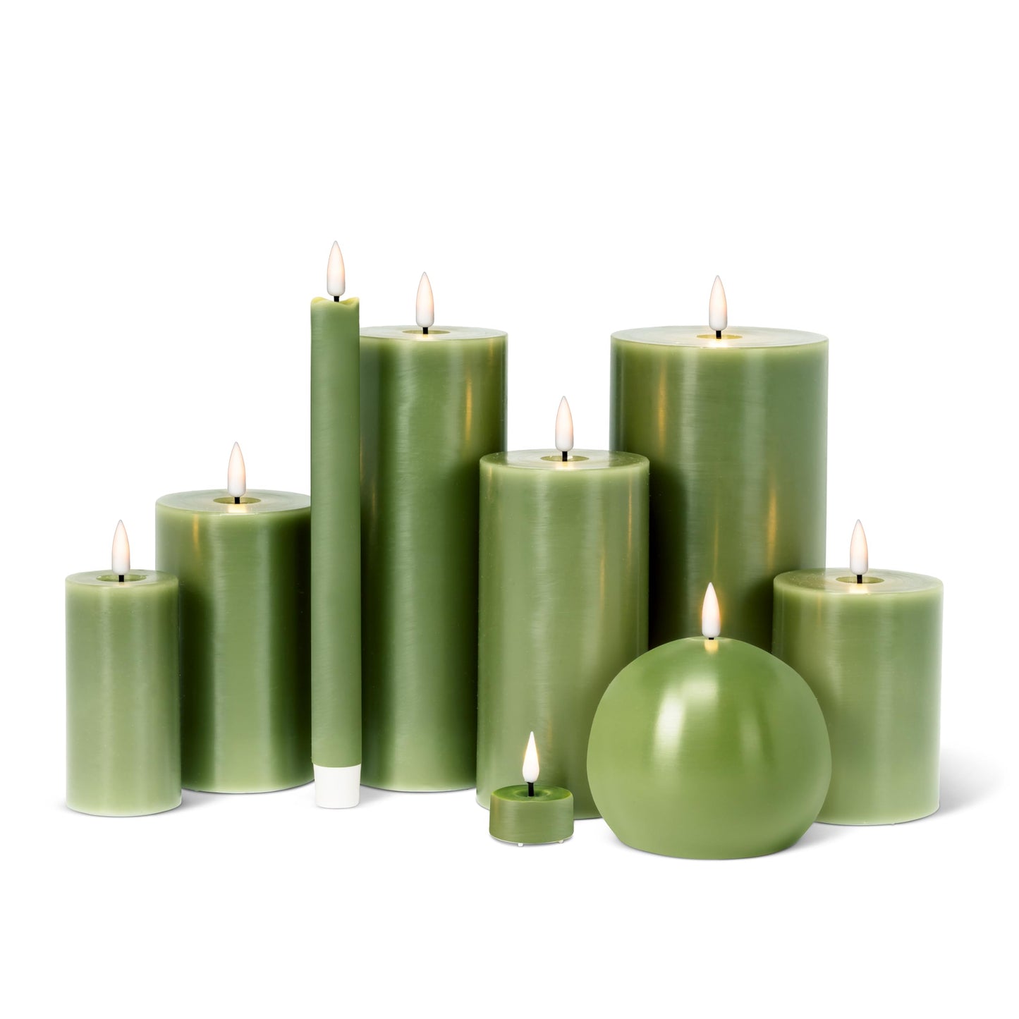 Abbott Collection Wax LED Flameless Pillar Candle - Green (2x4 H)