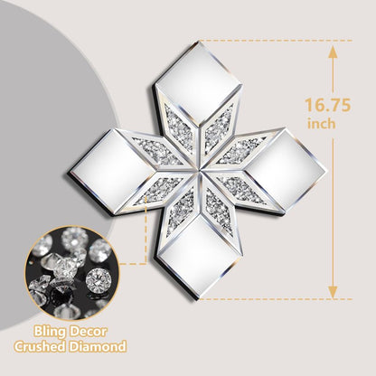 GA Home Crushed Diamond Mirror Wall Decor 2 Pack, 22.25x22.25” Diamond Shape Silver Wall Mirror for Living Room Dining Room Bedroom