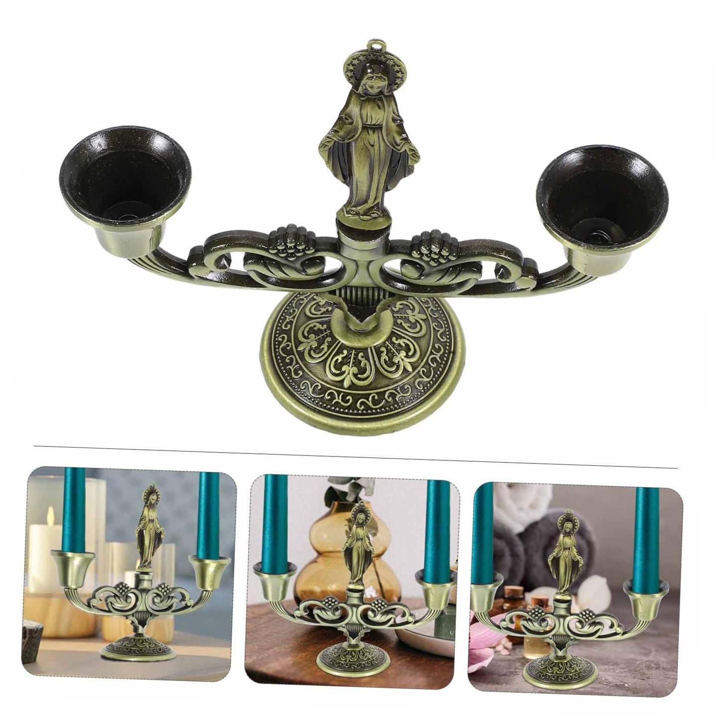 Cabilock European Style Metal Candlestick Holder Decorative Tall Candelabra for Home Table Centerpiece Wedding Birthday Party Retro Design