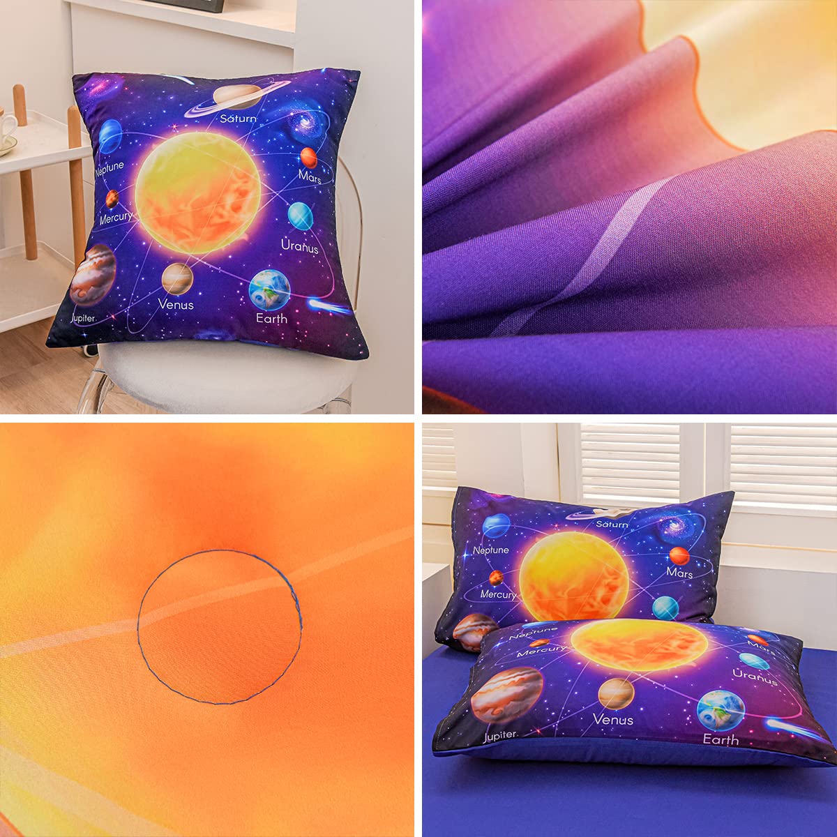 Tasselily Twin Size Comforter Sets for Boys, Space Bedding Set Twin Bed in a Bag, 6 Pcs Universe Planet Galaxy Comforter Set with Sheets