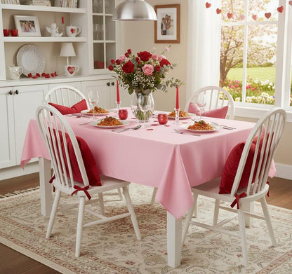 sancua Rectangle Tablecloth - 54 x 120 Inch - Stain and Wrinkle Resistant Washable Polyester Table Cloth, Decorative Fabric Table Cover for Dining Tables, Buffet Parties and Camping, Pink