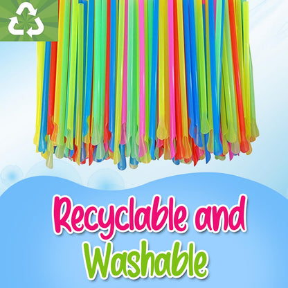 Concession Essentials 100 Count 6oz Snow Cone Cups with 100 8" Neon Spoon Straws, Pack of 200ct (100 cups/100 straws)