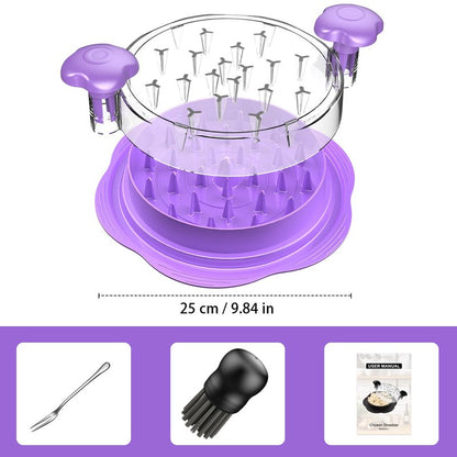 SURETIVIAN Chicken Shredder Large Chicken Breast Shredder Tool Twist with Brush&Fork, Visible Meat Shredder Machine, Anti-Slip Strip, Ergonomic Handle, BPA Free, Suitable for Pork Beef Chicken(Purple)