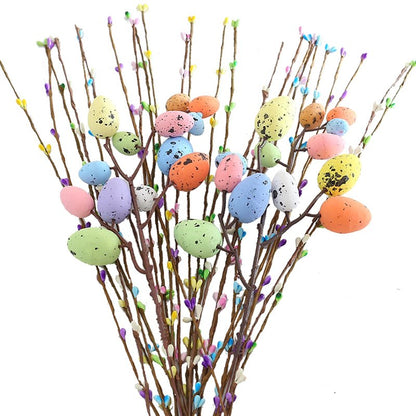 ToBeIT 26pcs Easter Egg Flower Stems Decorations Artificial Easter Spray Vine Eggs Spring Flowers with Easter Egg for Flower Arrangements Wreath Centerpiece