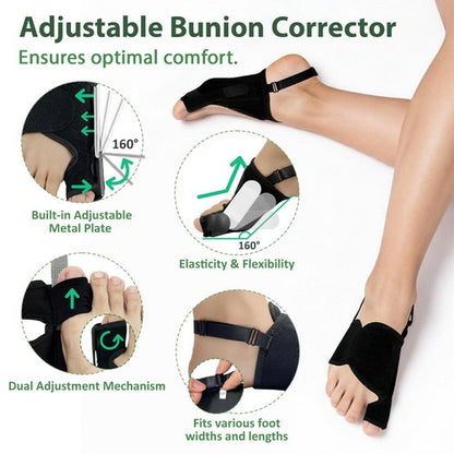 GIMCALO Bunion Corrector for Women & Men (2PCS), Adjustable Big Toe Separator, Day/Night Orthopedic Bunion Splint, Non-Surgical Hallux Valgus & Hammer Toe Straightener