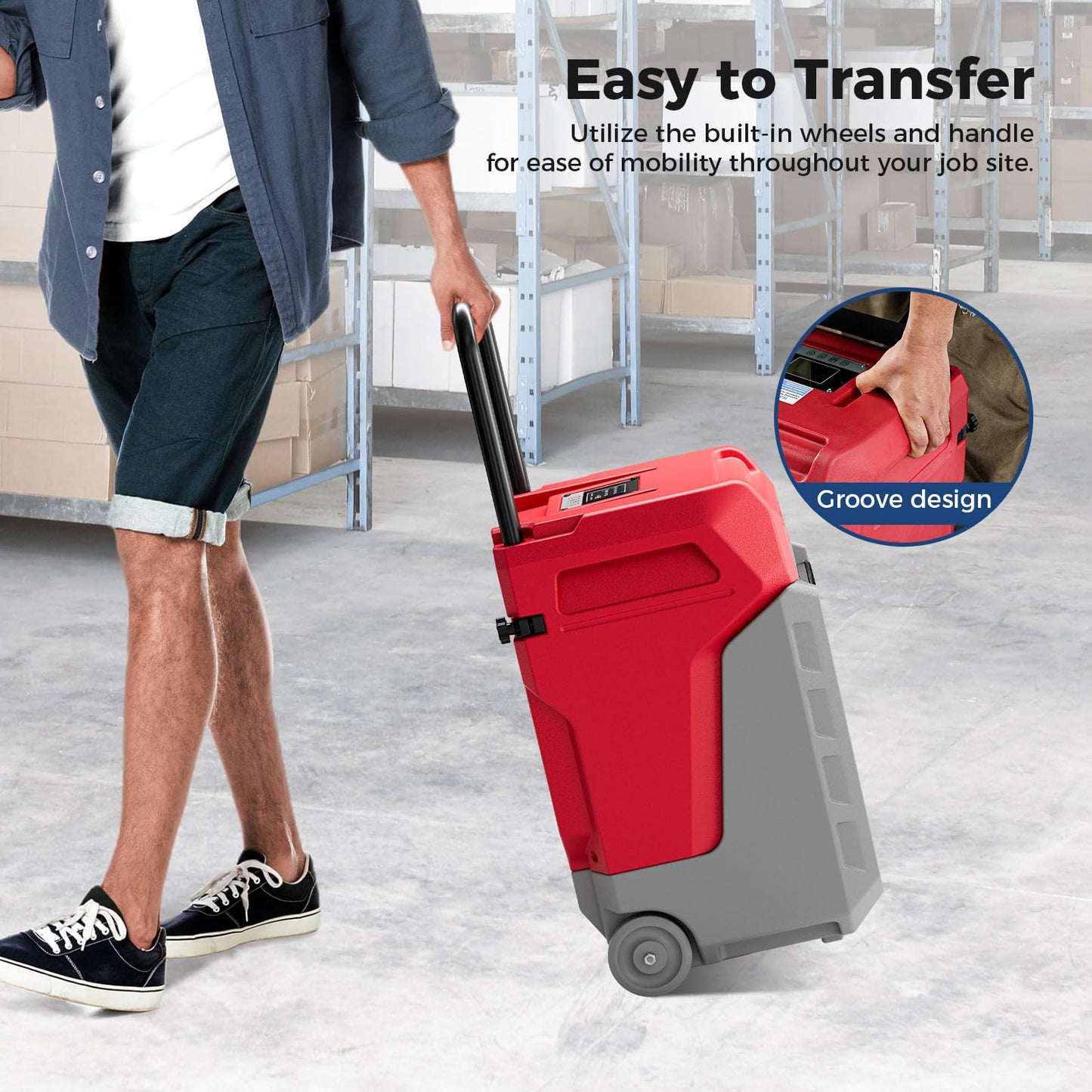 ALORAIR 170 PPD Commercial Dehumidifier with Pump & Drain Hose, LGR Industrial Use, Portable Dehumidifier with Wheels for Water Damage Restore, Carpet Drying, 6-Year Limited Warranty, Storm 80X (Red)