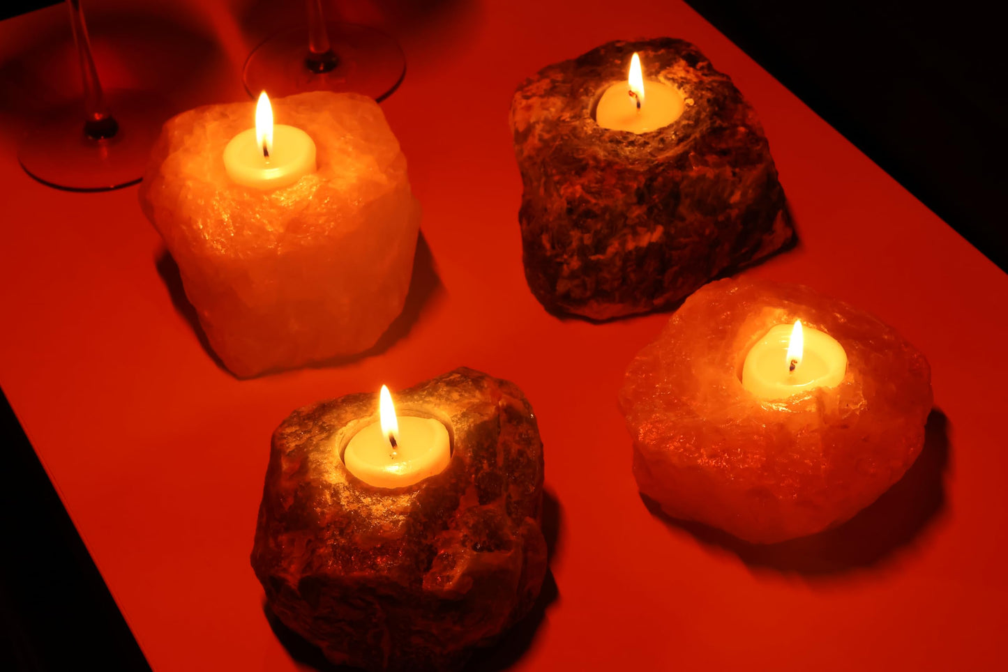 Nature’s Decorations Sodalite Votive Tealight Holder - Blue Candle Holder for Side Tables, Countertops, Living Room, & Gifting - Rectangle Sodalite Candleholder (3” x 3” x 1.5”)