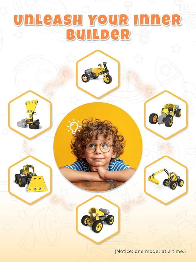 10 in 1 STEM Building Toys for Kids Ages 4-8 Educational Construction Engineering Building Kit for Boys Girls Motorized Bulldozer Excavator Toy Set