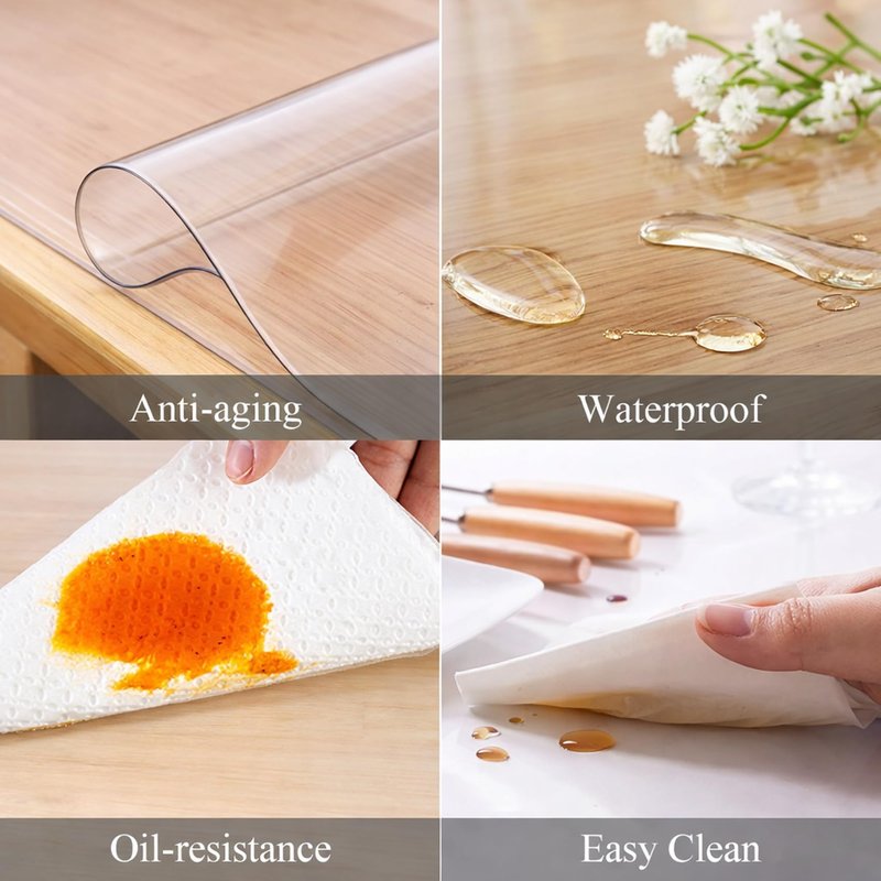 VEXYLOREN Clear Table Cover Protector 60 x 90 in Oblong Plastic Vinyl Tablecloth for 4~6 Seats Table