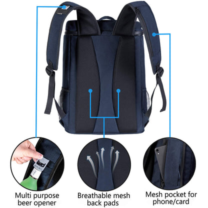 FORICH Backpack Cooler Leakproof Insulated Waterproof Backpack Cooler Bag, Lightweight Soft Beach Cooler Backpack for Men Women to Work Picnics Camping Hiking, 30 Cans(Blue)