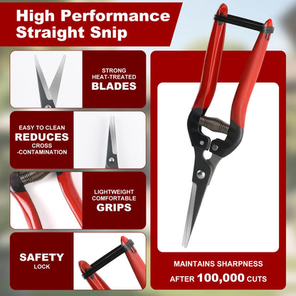 LEEPENK 2 Piece Garden Shears Set: Heavy Duty Pruning Shears with Japanese SK5 Steel Blade & Long Straight Garden Snip,Complete Pruning Shears for Gardening, Tree Trimming, Flower & Herb Cutting