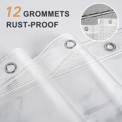AmazerBath Heavy Duty Shower Curtain Liner - 12 Gauge Clear, 72 x 65 Inches with 3 Weights & 12 Grommets