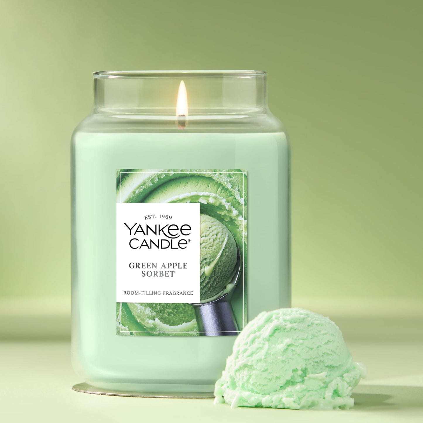 Yankee Candle Green Apple Sorbet Scented Candle, 22oz Large Jar with up to 150 Hour Burn Time, Giftable