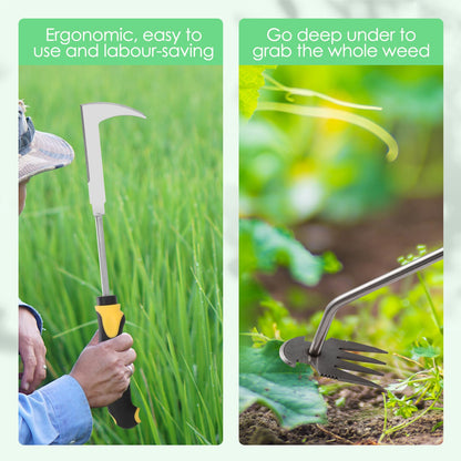 Foyucool 2026 New 3Pcs Hand Weeder Tool, Rubber Handle Weed Remover Tool, L-Shaped Weeding Tool, Manual Weeder, 4 Teeth Weeding Tool, Planting and Weeding for Garden, Patio