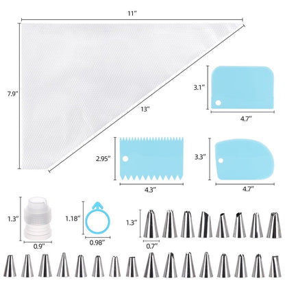 200 Pcs Piping Bags and 24 Tips Set, 12 Inch Disposable Piping Bags Pastry Bag, 231 Pcs Frosting Piping Kit with Tips, Scrapers, Couplers for Decorating Cakes, Cookies‌