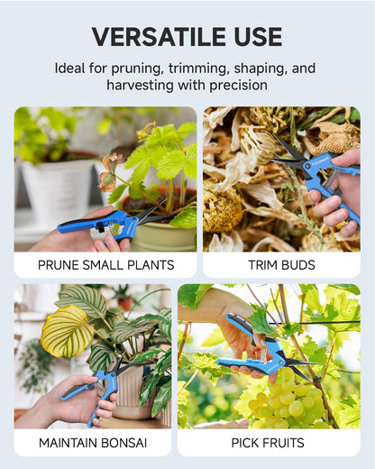 Fondwell 6.5" Pruning Shears Trimming Scissors: 2 Pack of Non-Stick Gardening Scissors - Reliable Garden Snips for Managing Small Plants
