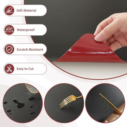 LovePads Makeup Mat for Vanity, 14 x 24 Dual-Sided Desk Pad & Vanity Cover Top, Waterproof PVC Protector Mat for Dresser, Nail Art, Craft Table (Black+Red)
