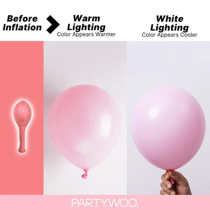 PartyWoo Baby Pink Balloons 100 pcs Different Sizes of 18 12 10 5 Inch Pastel Pale Light Pink Balloons Arch Kit Garland for Baby Shower Gender Reveal Birthday Princess Party Decorations Pink-Q05