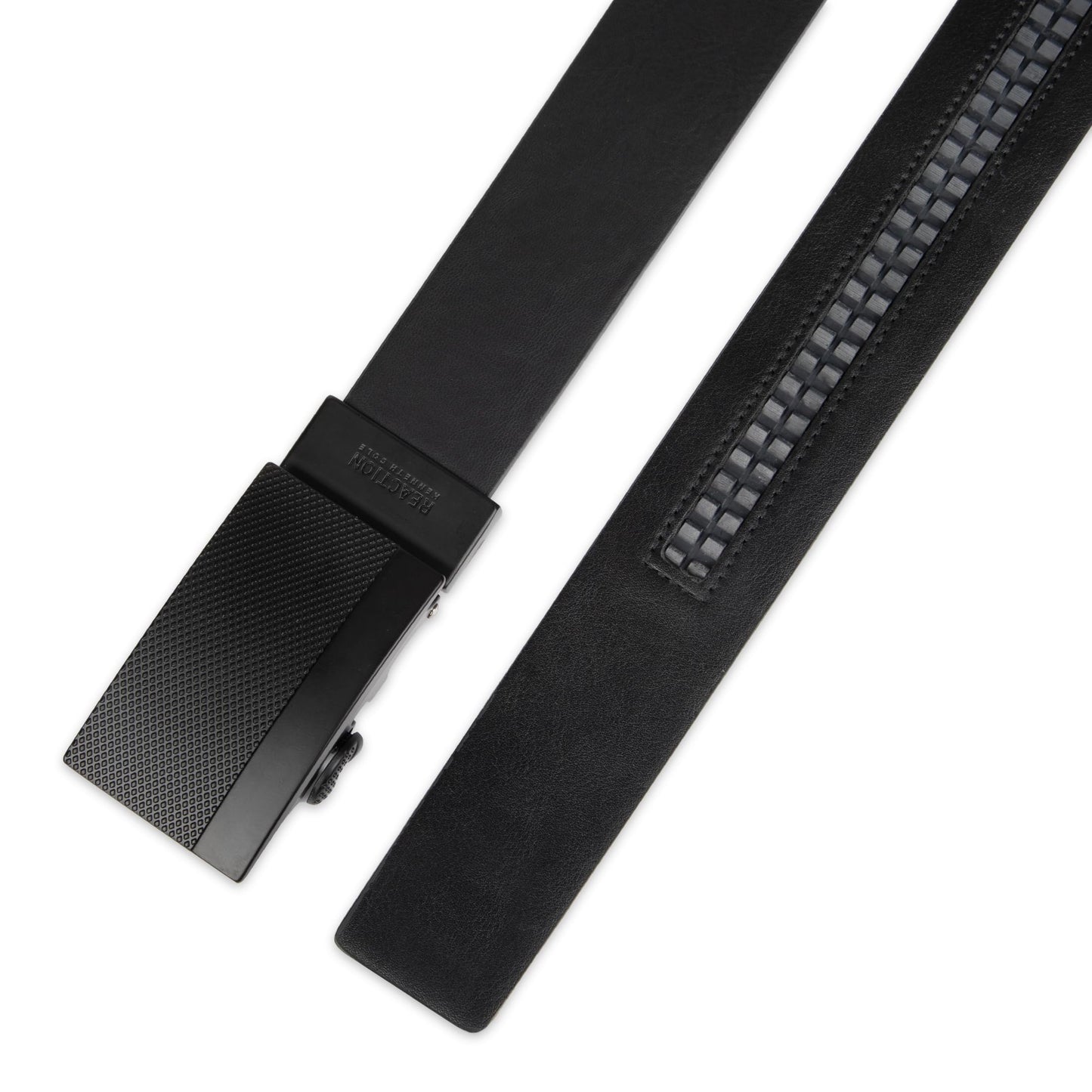 Kenneth Cole REACTION Men's Perfect Fit Adjustable Belt with Track Lock , Black Matte, Large (38-40)