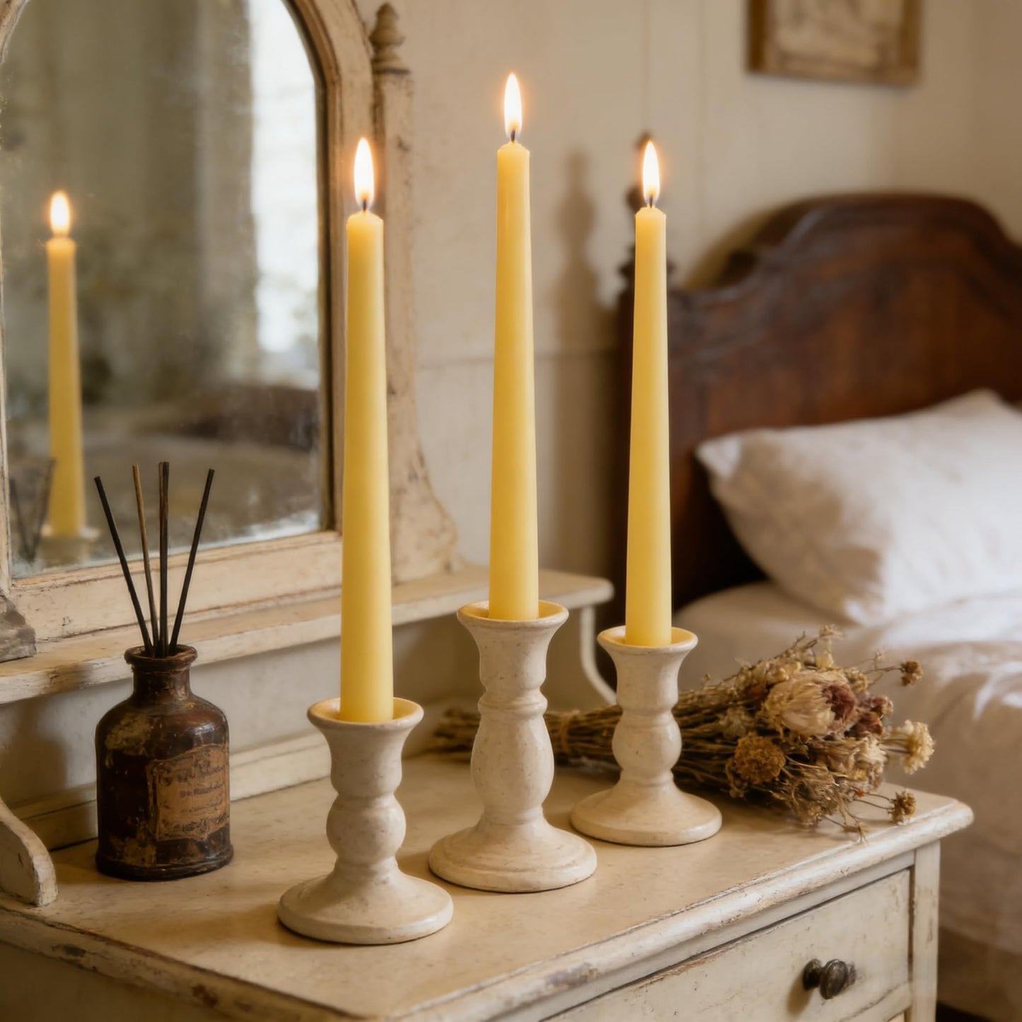 12-Pack Yellow Taper Candles, 10 Inch Unscented Dripless Candlesticks, Long-Lasting Burn Time of 7-8 Hours, Perfect for Home Décor, Weddings, and Events