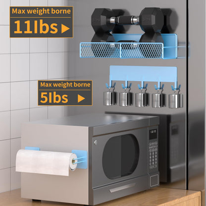 Magnetic Spice Rack for Refrigerator, 6 Pack 100% Metal Strong Magnet Shelf, Space Saving Spice Organizer, Home Kitchen Laundry Room Storage Organization W/ Paper Towel Holder, Utensils Racks (Grey)