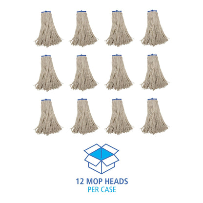 Boardwalk BWK720C Mop Head, Economical Lie-Flat Head, Cotton Fiber, 20oz, White (Case of 12)