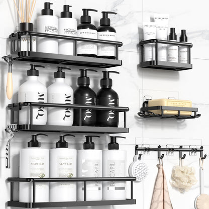 YASONIC Shower Caddy, 100% Rustproof Shower Shelves for Inside Shower, No Drilling Bathroom Organizers and Storage, 6 Pack Large Capacity Bathroom Shelves for Kitchen & Home Decor