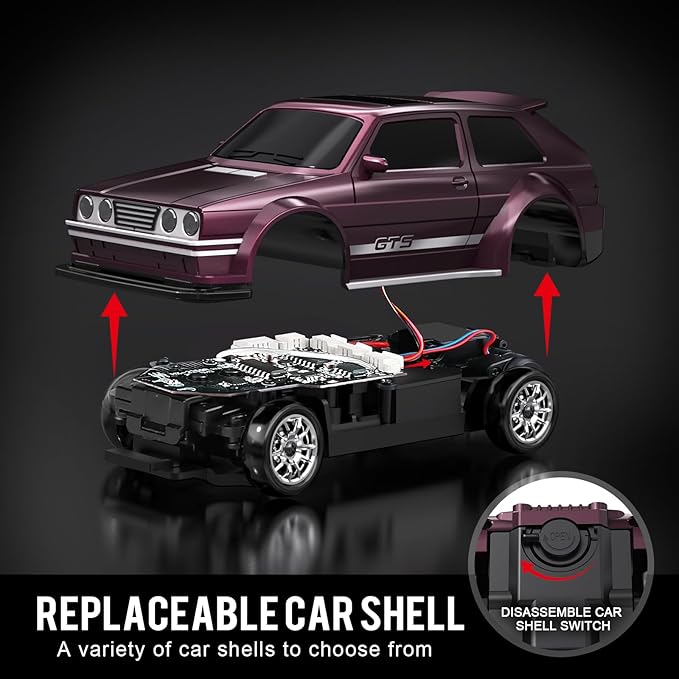 1/43 Mini RC Drift Car with Gyroscope 4WD Full Proportional RC Car 2.4GHZ Hobby Grade Remote Control Cars RTR Model Vehicle 20+KM/H High Speed for Hobbyists Kids Adults (Sliver)