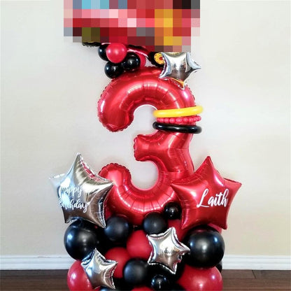 Red Foil Balloon Number 8 for Boys, 40'' Giant Self Inflating Number Balloons Set 0-9, Large Number 8 Helium Balloon for Girls Women 8th Birthday Graduation Anniversary Party Decorations Supplies