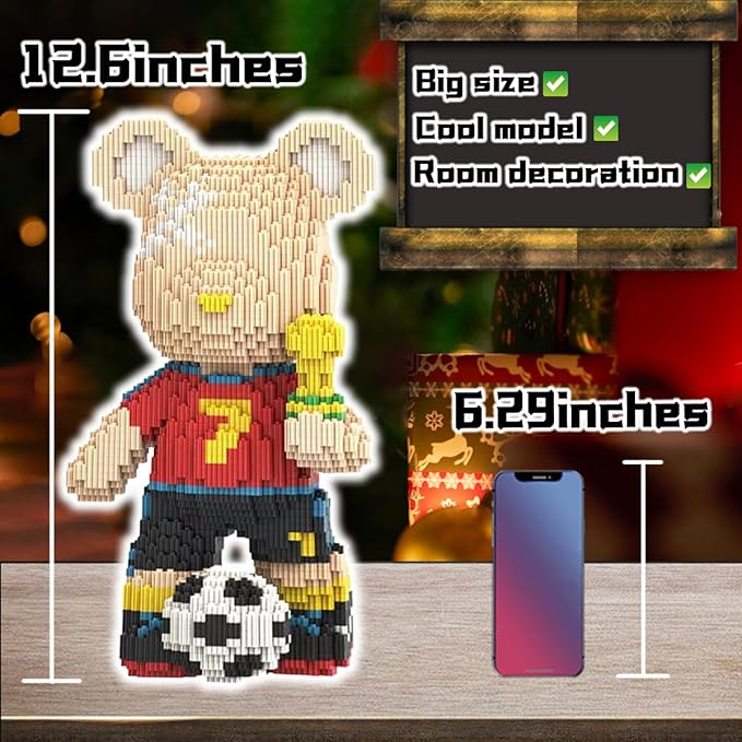 Teddy Soccer World Cup Bear Micro Building Blocks Set(4500Pieces) Football Bear Building Blocks Gift for Adult 2026