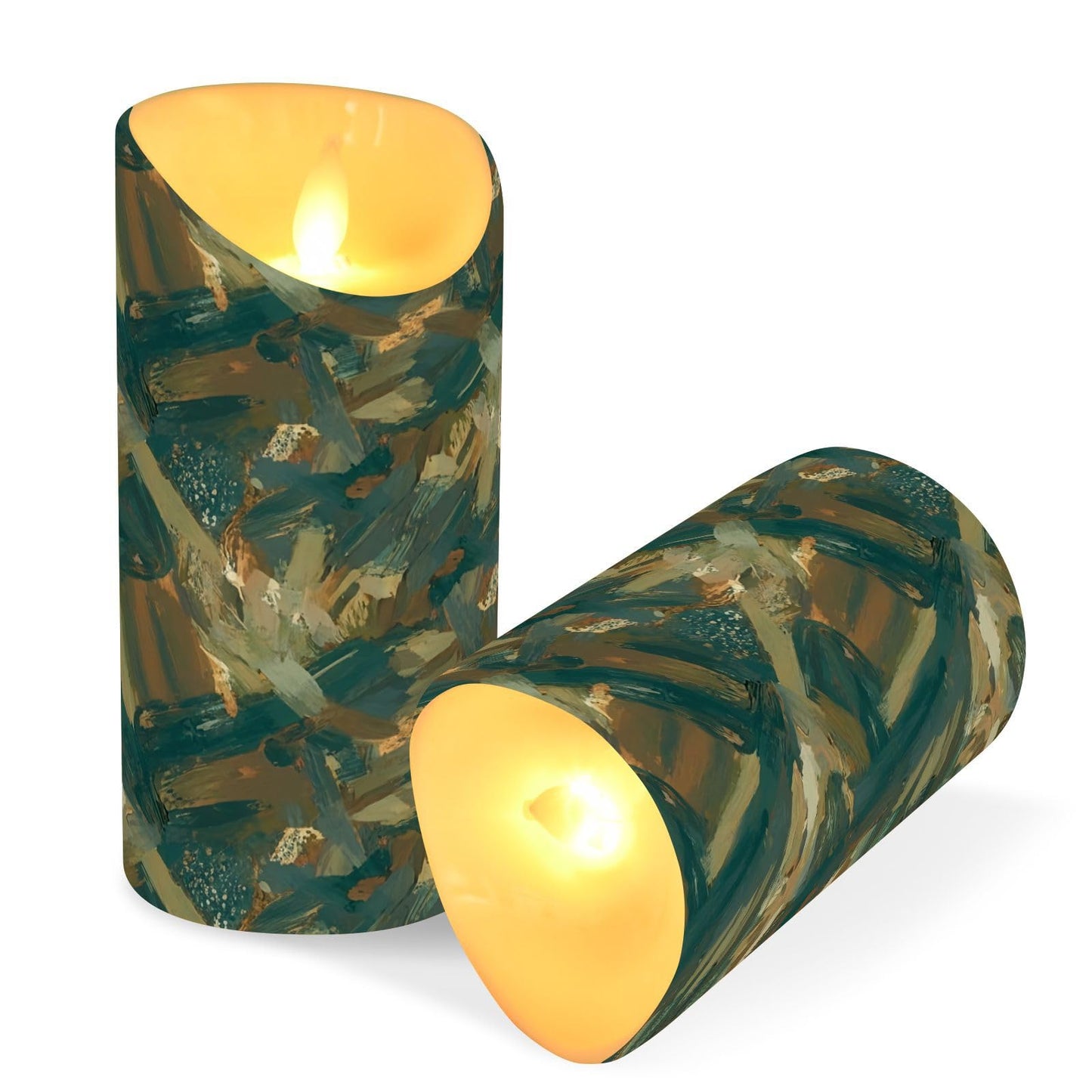 Gravopti Abstract Pattern 2 Pack Flameless LED Pillar Candles with Remote & Timer, Battery Operated, Flickering Wax Candle for Wedding, Romantic Home & Party Decor