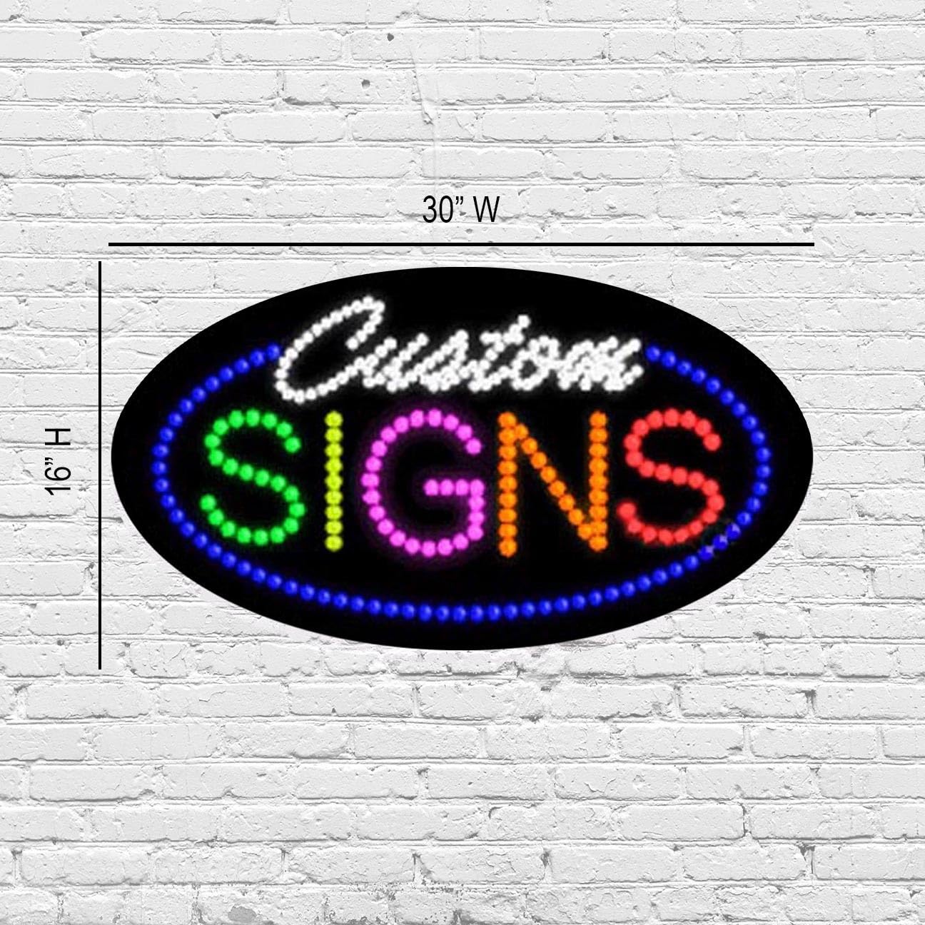 LED Custom Signs Sign for Retail Business Displays |Advertising Electronic Light Up Sign for Windows Walls | 16"h x 30"w x 2"d