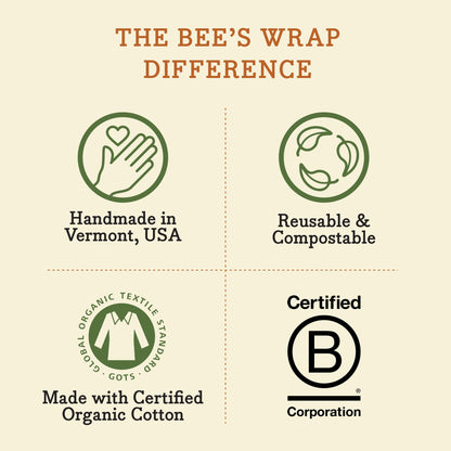 Bee's Wrap Vegan Beeswax Wraps for Food - Cut to Size 14x52" Beeswax Wrap Roll - Plastic Free Made in USA Reusable Natural Food Wrap - Meadow Magic