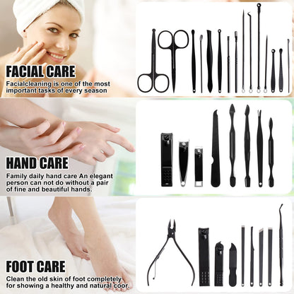 Manicure Set Pedicure Kit Womens Nail Clippers Set 32 in 1 Professional Grooming Care Tools Nail Kit Including Facial, Fingernails and Toenails Care with Travel Case Women (Rose Pink_32 in 1)