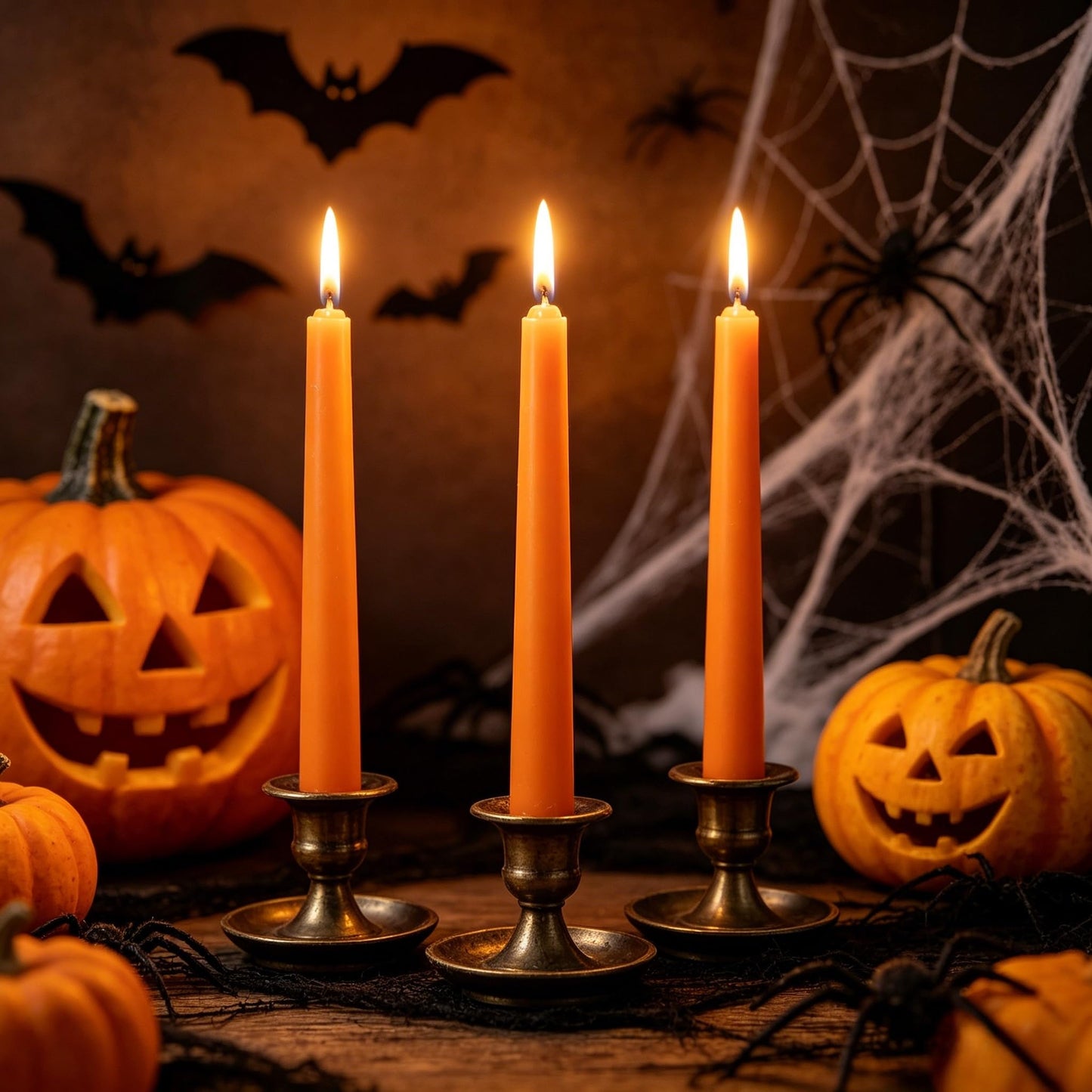 20-Pack Orange Taper Candles Unscented, 10 Inch Tall Dinner Table Candlesticks for Halloween Fall Wedding Centerpieces, Bulk Tapered Candles Smokeless Dripless, Decorative Candle for Home Decor