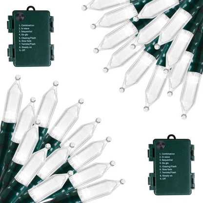 Brightown Battery Operated Christmas Lights - 50 LED Mini String Lights | 18 Feet, 8 Modes, Waterproof, Pure White