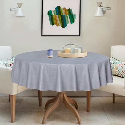 sancua 100% Waterproof Round PVC Tablecloth - 54 Inch - Oil Proof Spill Proof Vinyl Table Cloth, Wipe Clean Table Cover for Dining Tables, Buffet Parties and Camping, Grey